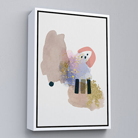 Siyah Çerçeveli Suluboya Görünümlü Soyut Tablo