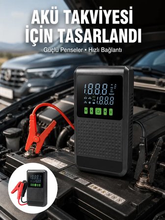4’ü 1 Arada Jump Starter Hava Kompresörü Powerbank ve LED Fener Yeni Nesil