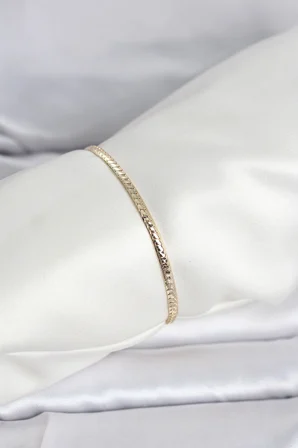 CM 14K Gold Renk Yassı Zincir Model Kadın Bileklik 5886