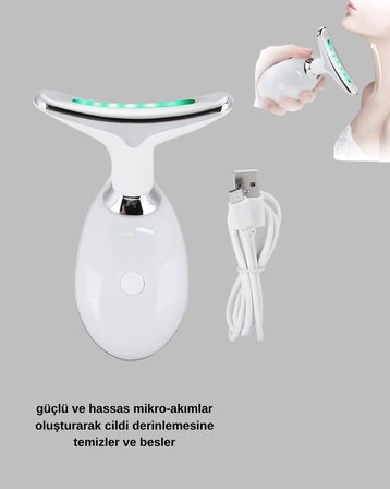 Yüz ve Boyun Sıkılaştırıcı Cilt Bakım Cihazı | EMS Mikro Akım & Kırışıklık Giderici