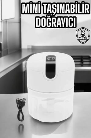 Şarjlı Mini El Rondosu Doğrayıcı Taşınabilir 250 ml Çelik Bıçaklı