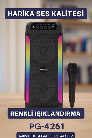 RGB Işıklı Çift Hoparlörlü Taşınabilir Bluetooth Speaker ve Mikrofon Yeni Nesil