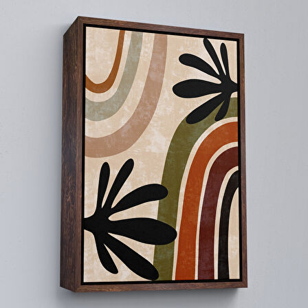 Kahverengi Çerçeveli Çocuk Odası Sevimli Gökkuşağı Tablosu