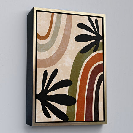 Kahverengi Çerçeveli Çocuk Odası Sevimli Gökkuşağı Tablosu