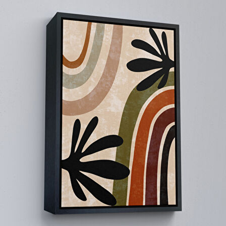 Kahverengi Çerçeveli Çocuk Odası Sevimli Gökkuşağı Tablosu