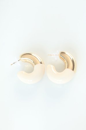 CCB Krem Gold Çift Renk Küpe 5886
