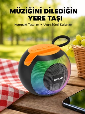RGB Led Işıklı Güçlü Baslı Kablosuz Hoparlör Yeni Nesil