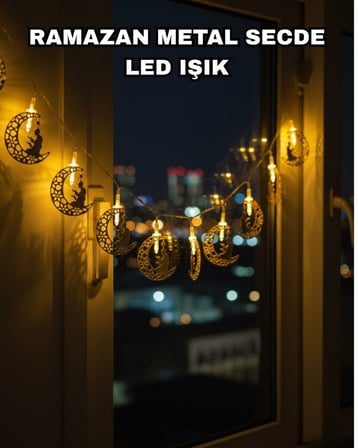 Led Şeritler Dekoratif Ramazan Ay Işığı Secde Eden Adam Figürlü