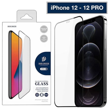 Dux Ducis iPhone 12 - 12 Pro 6.1inç Tempered Cam Ekran Koruyucu 10D Full Kaplama-(5775) — Renk: Siya