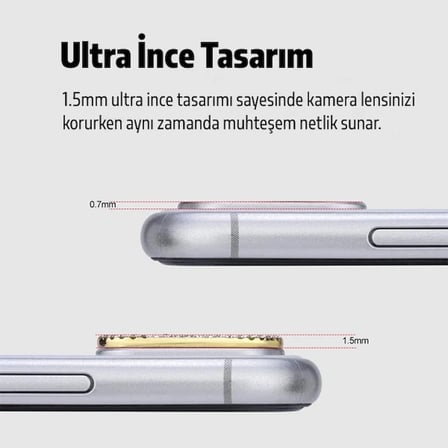 ALLY İPhone 11 Kamera Koruyucu Lens Diamond Taş İşlemeli-(5775)