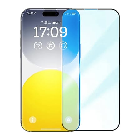 Baseus Crystalline iPhone 15 Pro Max Full Koruma Anti Mavi Işık Tempered Cam Ekran Koruyucu-(5775) —