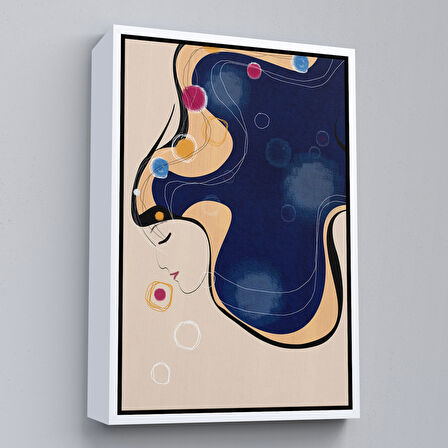 Siyah Çerçeveli Renkli Soyut Kadın Tablosu