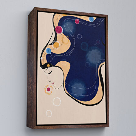 Siyah Çerçeveli Renkli Soyut Kadın Tablosu