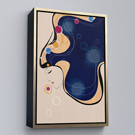 Siyah Çerçeveli Renkli Soyut Kadın Tablosu