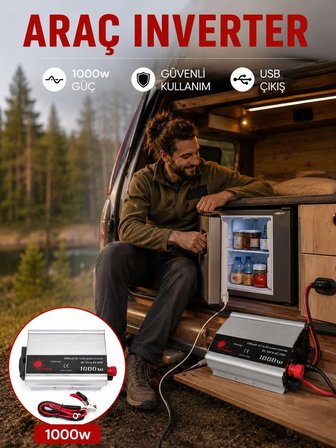 1000 Watt Oto İnvertör Elektrik Dönüştürücü Ev Tipi Priz