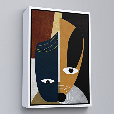 Siyah Çerçeveli Renkli Soyut Kadın Tablosu