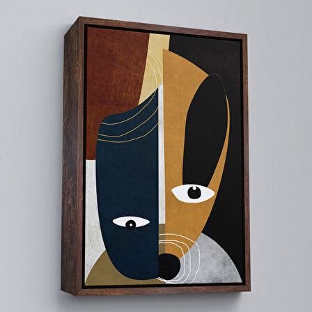 Siyah Çerçeveli Renkli Soyut Kadın Tablosu