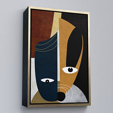 Siyah Çerçeveli Renkli Soyut Kadın Tablosu