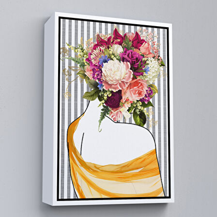 Siyah Çerçeveli Renkli Soyut Kadın Tablosu