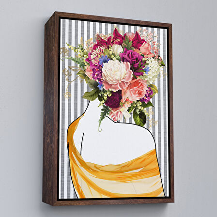 Siyah Çerçeveli Renkli Soyut Kadın Tablosu