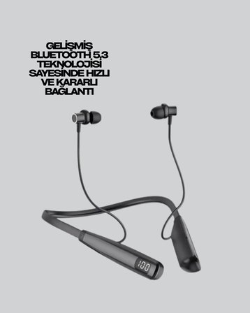 Y12 Bluetooth Boyun Bantlı Kulaklık – 100 Saat Pil Bluetooth 5.3 Dokunmatik Kontrol