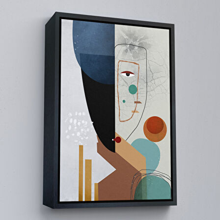 Siyah Çerçeveli Renkli Soyut Kadın Tablosu