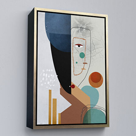 Siyah Çerçeveli Renkli Soyut Kadın Tablosu