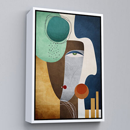 Siyah Çerçeveli Renkli Soyut Kadın Tablosu