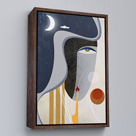 Beyaz Çerçeveli Renkli Soyut Kadın Tablosu