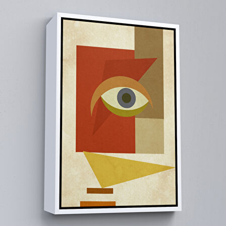 Altın Çerçeveli Renkli Soyut Kadın Tablosu