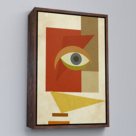 Altın Çerçeveli Renkli Soyut Kadın Tablosu