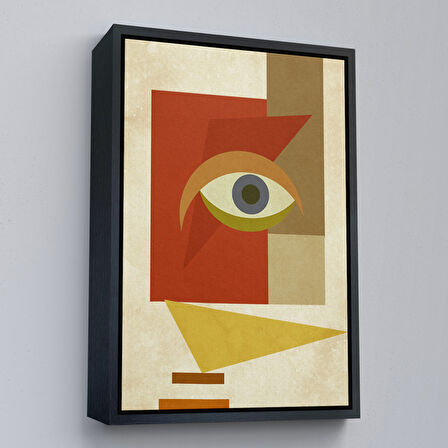 Beyaz Çerçeveli Renkli Soyut Kadın Tablosu