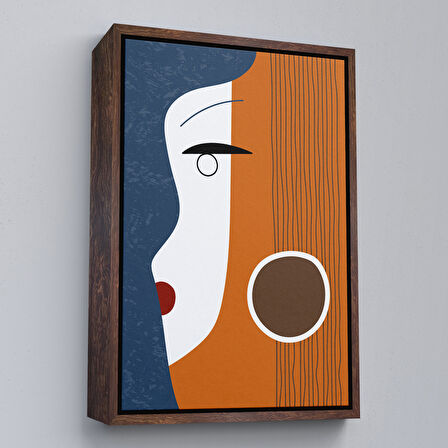 Siyah Çerçeveli Renkli Soyut Kadın Tablosu