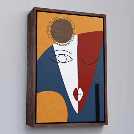 Beyaz Çerçeveli Renkli Soyut Kadın Tablosu