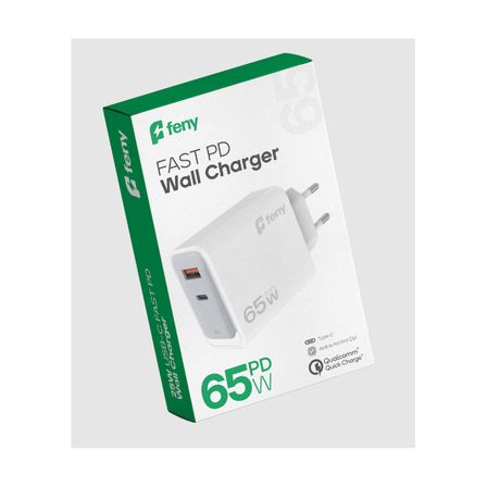 FENY FN-C65 65W USB+Type-C Akıllı Isı Kontrol Chip Qualcomm Quick Charge 3.0 ŞARJ Adaptörü(1923)