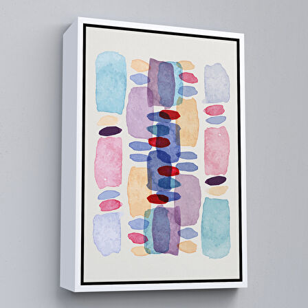 Kahverengi Çerçeveli Suluboya Görünümlü Renkli Soyut Tablo