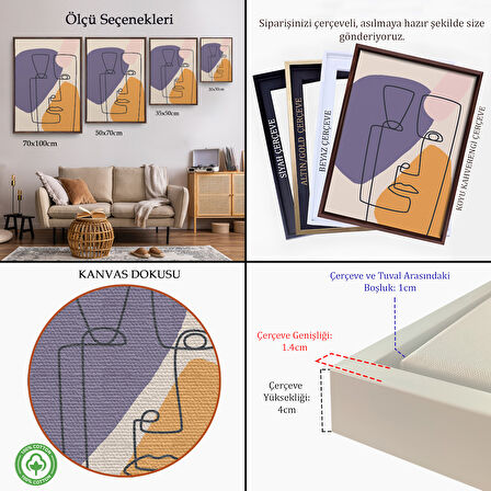 Altın Çerçeveli Renkli Soyut Kadın Tablosu