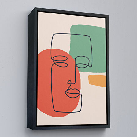 Siyah Çerçeveli Renkli Soyut Kadın Tablosu