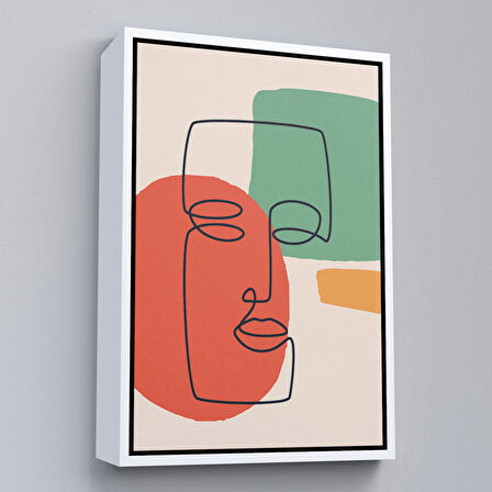 Siyah Çerçeveli Renkli Soyut Kadın Tablosu