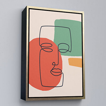 Siyah Çerçeveli Renkli Soyut Kadın Tablosu