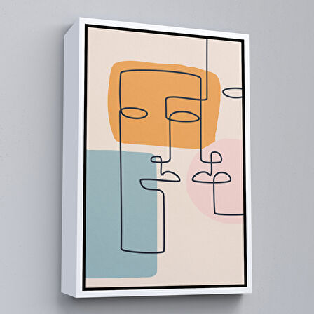 Beyaz Çerçeveli Renkli Soyut Kadın Tablosu