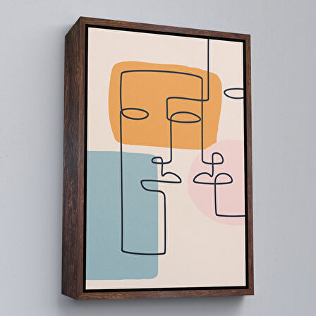 Beyaz Çerçeveli Renkli Soyut Kadın Tablosu