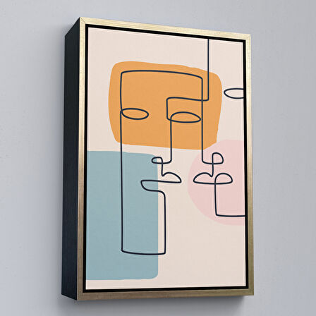 Beyaz Çerçeveli Renkli Soyut Kadın Tablosu