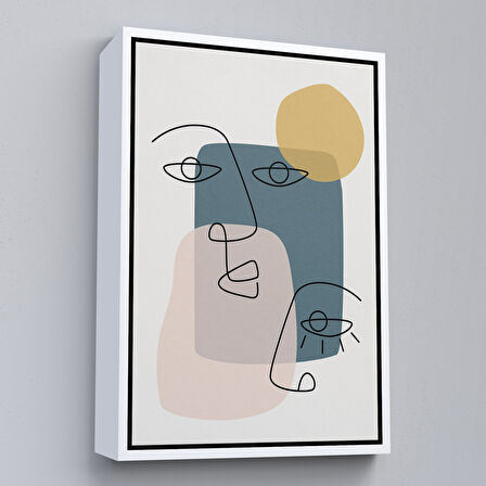 Altın Çerçeveli Renkli Soyut Kadın Tablosu