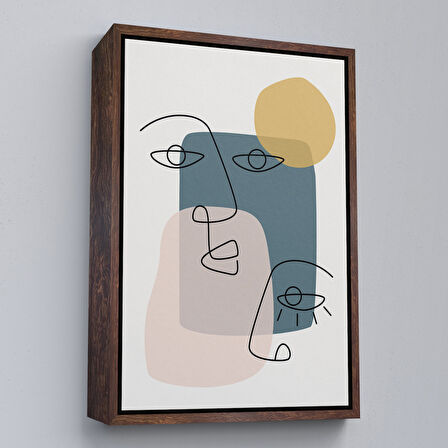 Beyaz Çerçeveli Renkli Soyut Kadın Tablosu