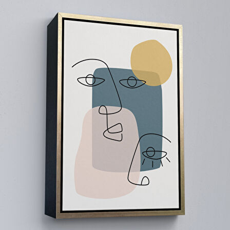 Beyaz Çerçeveli Renkli Soyut Kadın Tablosu