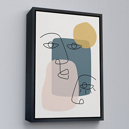 Beyaz Çerçeveli Renkli Soyut Kadın Tablosu