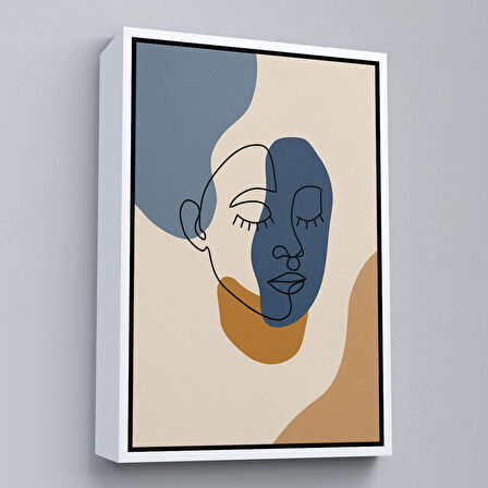 Siyah Çerçeveli Renkli Soyut Kadın Tablosu