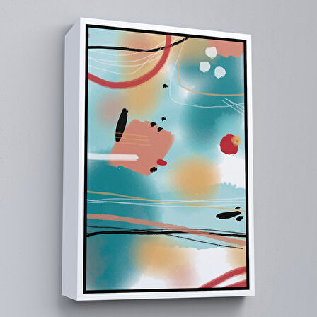 Siyah Çerçeveli Renkli Soyut Şekiller Tablosu