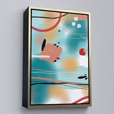 Siyah Çerçeveli Renkli Soyut Şekiller Tablosu